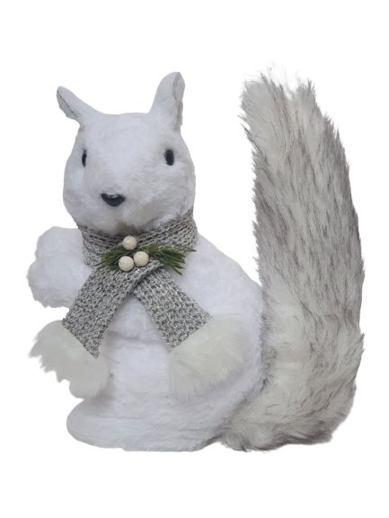 Esquilo Fluffy branco com cachecol