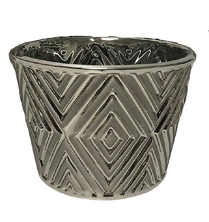 CACHEPOT EM CERAMICA PRATEADO M
