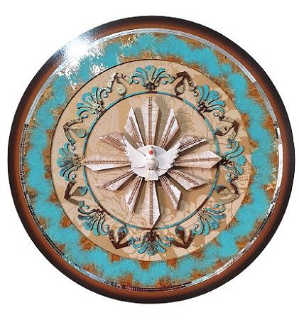 MANDALA DIVINO ESPIRITO SANTO EM MADEIRA 65CM