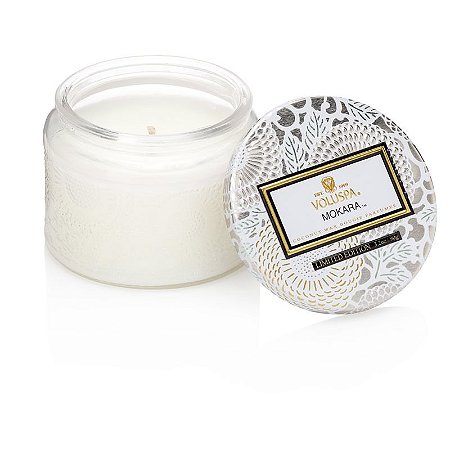 VELA VOLUSPA  POTE VIDRO P 25H RELEVO MOKARA 90g