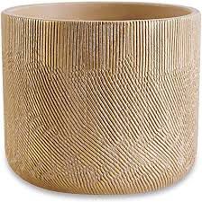 CACHEPOT NUDE E DOURADO EM CIMENTO G