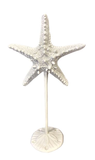 Escultura Estrela do mar branca em Resina e Metal