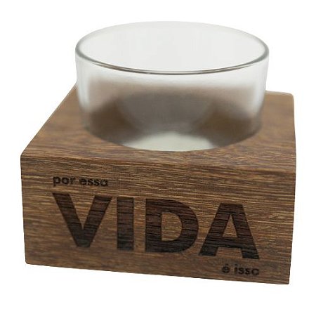 CASTIÇAL PORTA VELAS BASE EM MADEIRA ARTE MODERNA VIDA