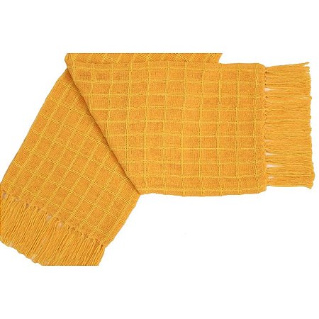 Manta Decorativa para sofa de Algodao Amarela