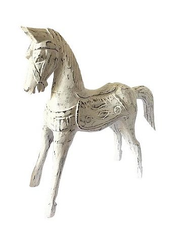 ESCULTURA CAVALO PATINA BRANCO - BALI