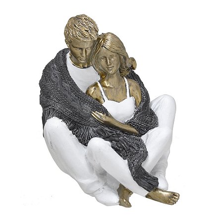 ESCULTURA CASAL DECORATIVO EM RESINA