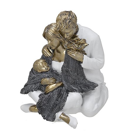 ESCULTURA FAMILIA DECORATIVA COM BEBE