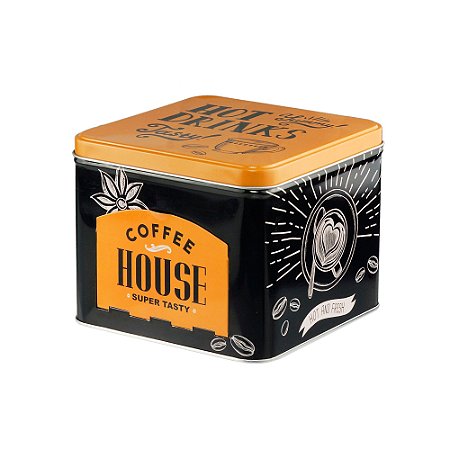 LATA PORTA CAPSULAS DE METAL COFFEE HOUSE DOURADO