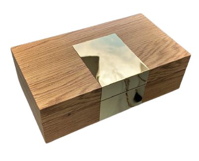CAIXA EM MADEIRA COM DETALHE DE METAL DOURADO G