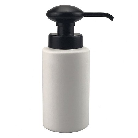 PORTA SABONETE LIQUIDO DE PORCELANA BRANCO E PRETO