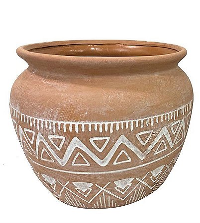 CACHEPOT DE CERAMICA TERRACOTA ETNICO P