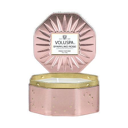 VELA VOLUSPA LATA OCTOGONAL 3 PAVIOS 50H SPARKLING ROSE 340G PROXIMA AO VENCIMENTO