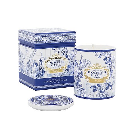 VELA COPO CASTELBELL GOLD E BLUE NA CAIXA E POTE COM TAMPA EM PORCELANA PORTUGUESA 228g