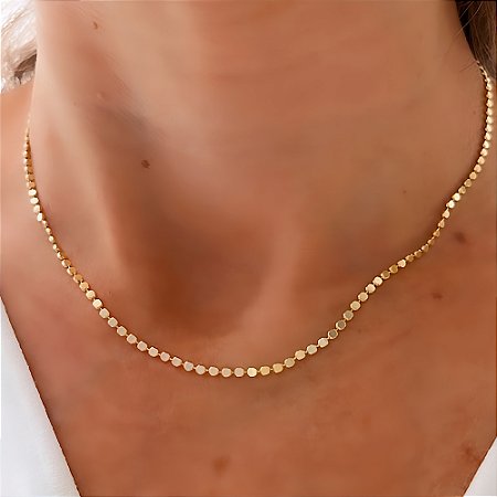 Choker Minimal e Bolinhas Banhado a Ouro 18k