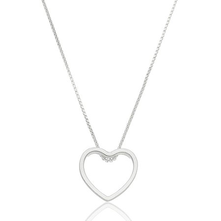 Colar Coração Vazado Liso Prata 925