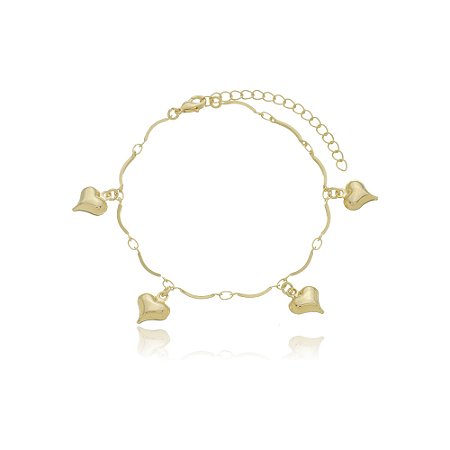 Pulseira Pingente Mini Coração Banhado a Ouro