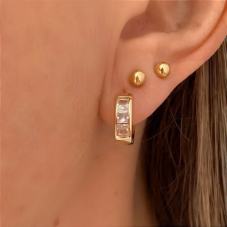 Brinco de Argola Cristal Nancy Banhado a Ouro