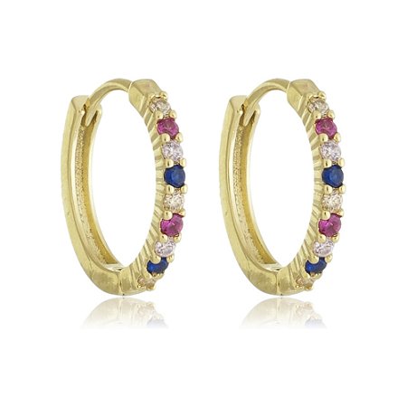 Brinco de Argola Slim Colors Banhado a Ouro