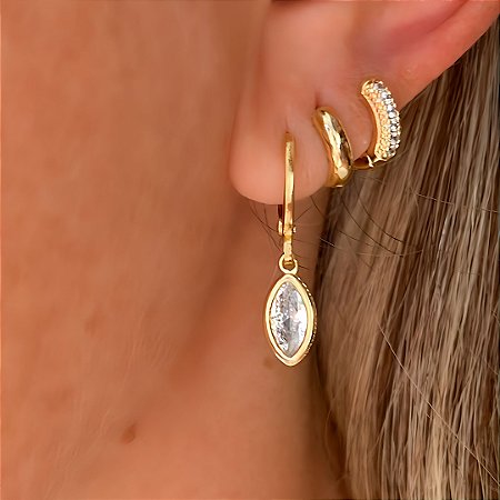 Brinco de Argola Oval Banhado a Ouro