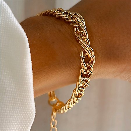 Pulseira Elos Luxo Folheado a Ouro