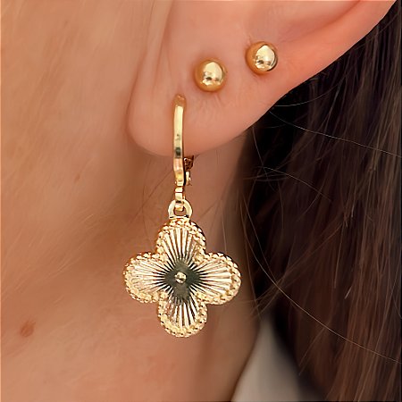 Brinco Argolinha Trevo Gold Banhado a Ouro