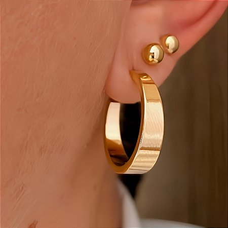 Brinco de Argola Lisa Jasmini Banhado a Ouro 18k