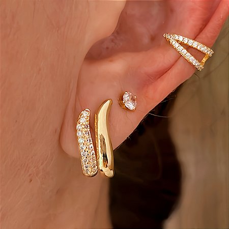 Brinco de Argola 2 Fios Classie Banhado a Ouro 18k