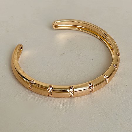 Bracelete Luxo e Zircônias Banhado a Ouro 18k