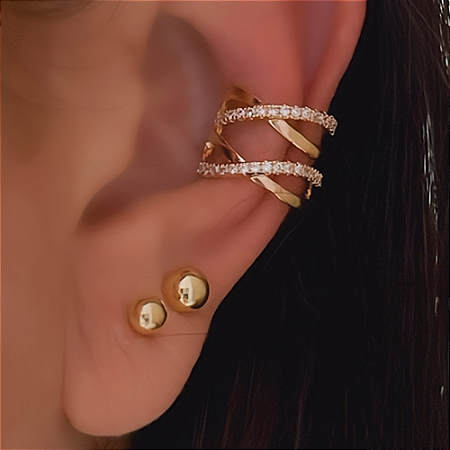 Piercing Duplo Cruzado Banhado a Ouro 18k
