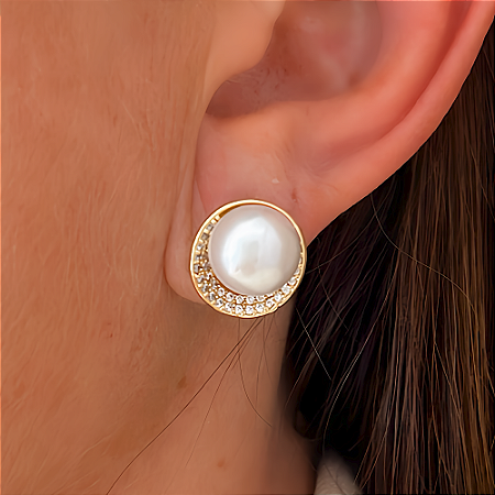 Brinco Pérola Elegance Banhado a Ouro 18k