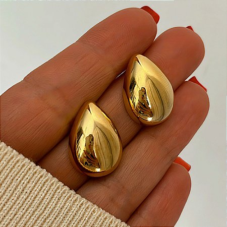 Brinco Gota Minimal Banhado a Ouro 18k