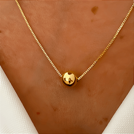 Colar Luxo Esfera Banhado a Ouro 18k