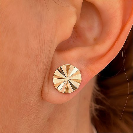 Brinco Redondo Leque Banhado a Ouro 18k