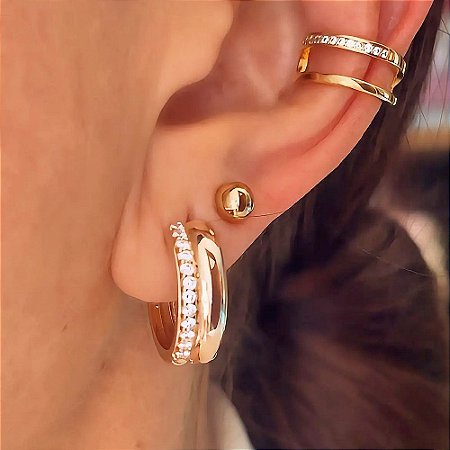 Brinco de Argola Liso Orly Banhado a Ouro 18k