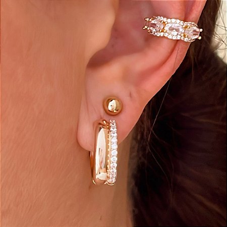 Brinco de Argola Liso Orly Banhado a Ouro 18k