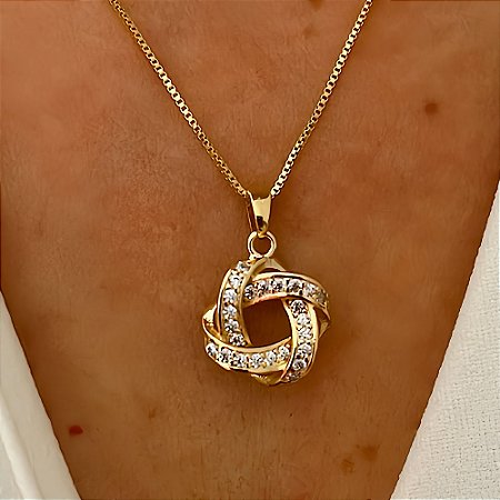 Colar Eternity Elos com Cristais Banhado a Ouro 18k