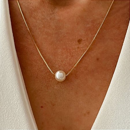 Colar Pérola Banhado a Ouro 18k