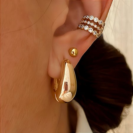 Brinco de Argola Bold Oval Banhado a Ouro 18k