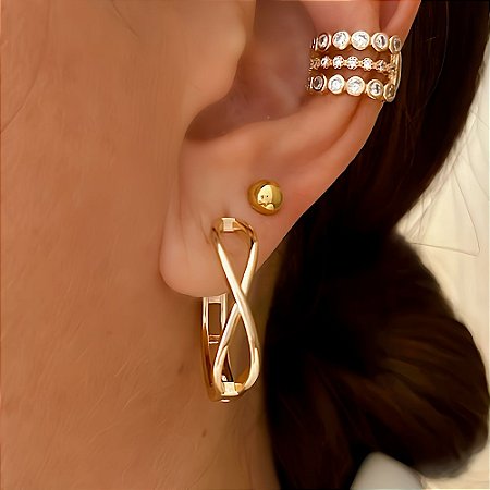 Brinco de Argola Trançada Bella Banhada de Ouro 18k