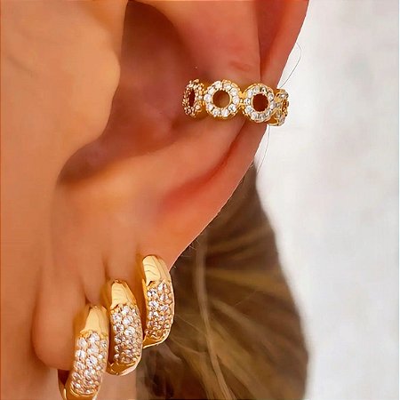 Piercing Elos Cristal Vick Banhado a Ouro 18k