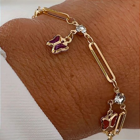 Pulseira Borboleta Collors Banhada a Ouro 18k