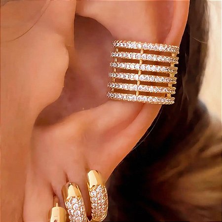 Piercing Luxo Fios Vittá Banhado a Ouro 18k