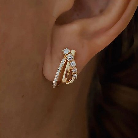 Brinco de Argola Fios Luxo Nyx Banhado a Ouro 18k