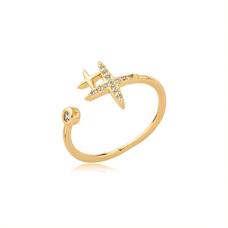 Anel Regulável Estelar Banhado a Ouro 18k
