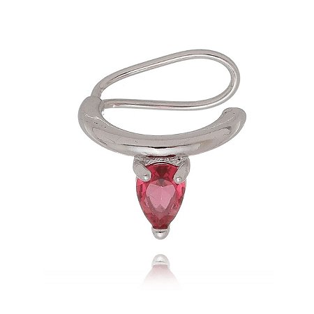 Piercing Feminino Fake Gota  Cor Rubi Ródio Branco