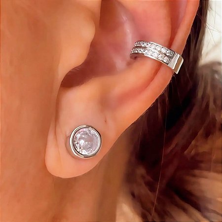 Brinco Ponto de Luz Maxi Ródio Branco