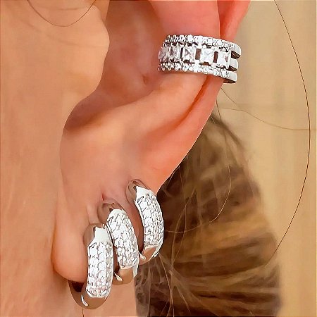 Piercing Luxo Imperial com Zircônias Ródio Branco