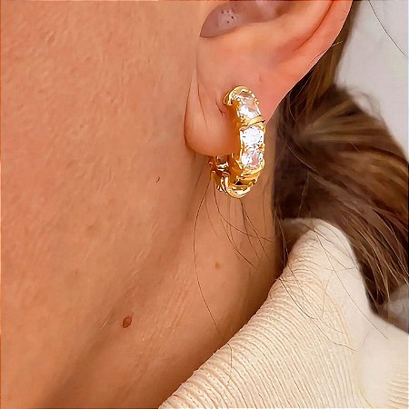 Brinco de Argola Romana Classic Banhado a Ouro 18k