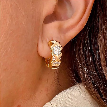 Brinco de Argola Romana Queen Banhado a Ouro 18k