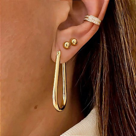Brinco Liso Oval SoHo Banhado a Ouro 18k